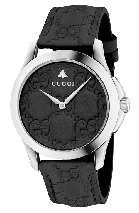 gucci g timeless mens black leather strap watch|gucci g timeless watch price.